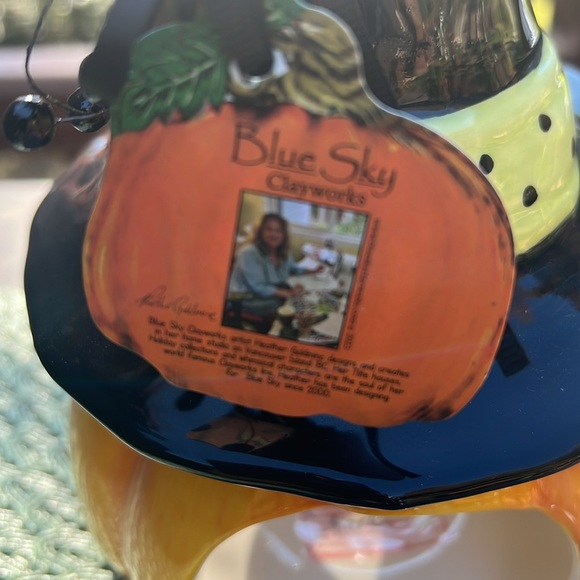 NWT Blue Sky Clayworks Pumpkin 🎃 Jack with Hat Candle 🕯️ Holder. - Picture 6 of 10
